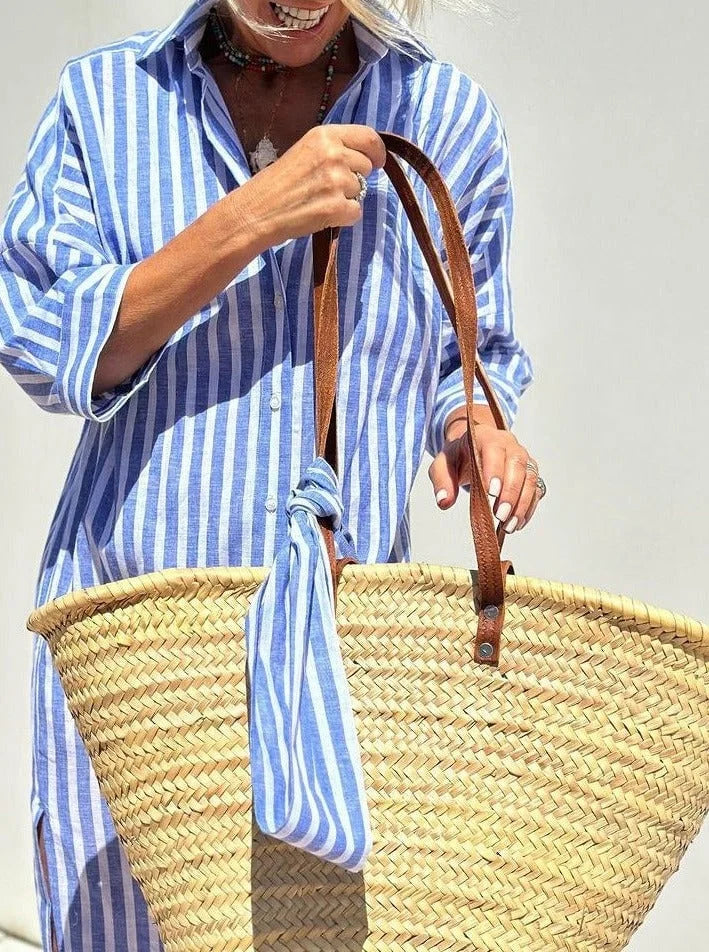 MADALINA - ABITO CAMICIA A RIGHE