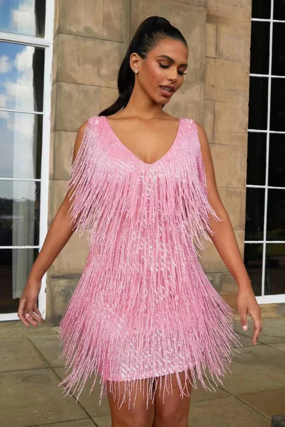 MAIA - ABITO ELEGANTE CON FRANGE