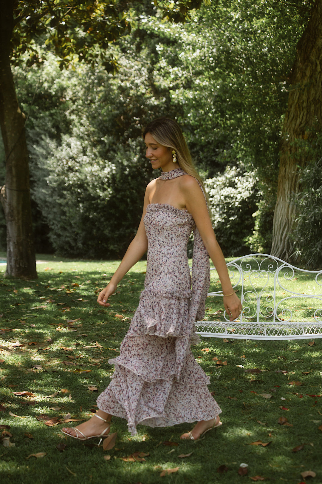 ALFONSINA - ABITO MIDI FLOREALE SENZA SPALLINE