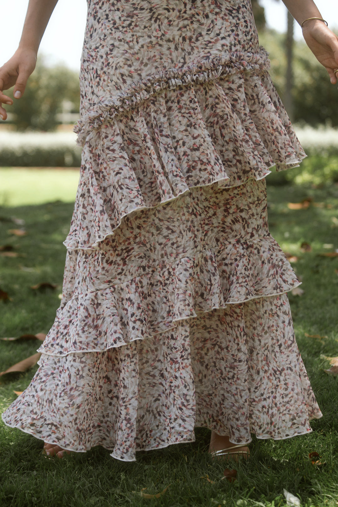 ALFONSINA - ABITO MIDI FLOREALE SENZA SPALLINE