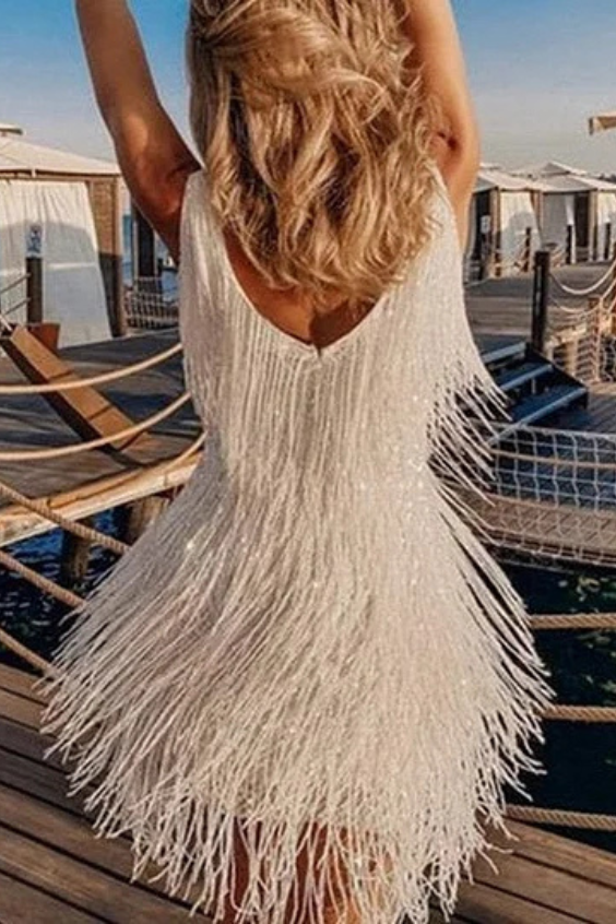 MAIA - ABITO ELEGANTE CON FRANGE