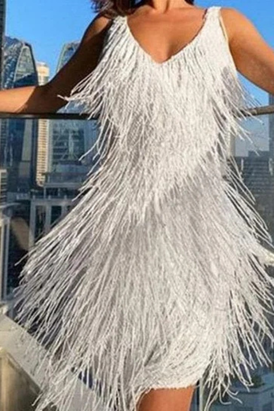 MAIA - ABITO ELEGANTE CON FRANGE