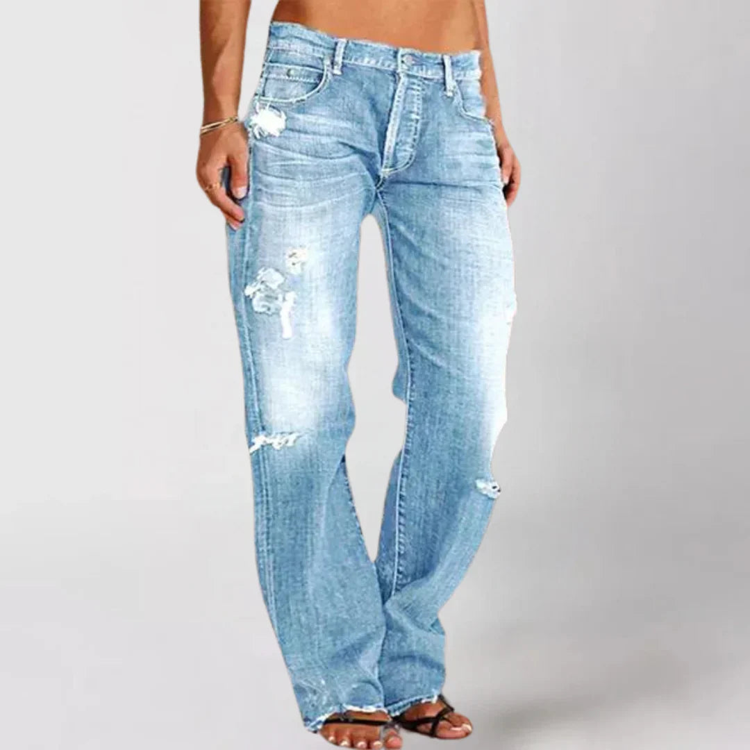 INDIRA - JEANS CON EFFETTO SFRANGIATO