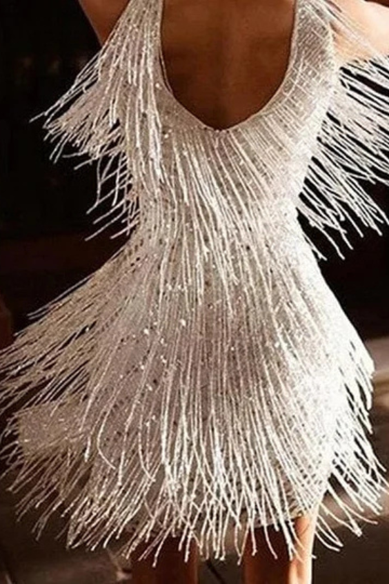 MAIA - ABITO ELEGANTE CON FRANGE