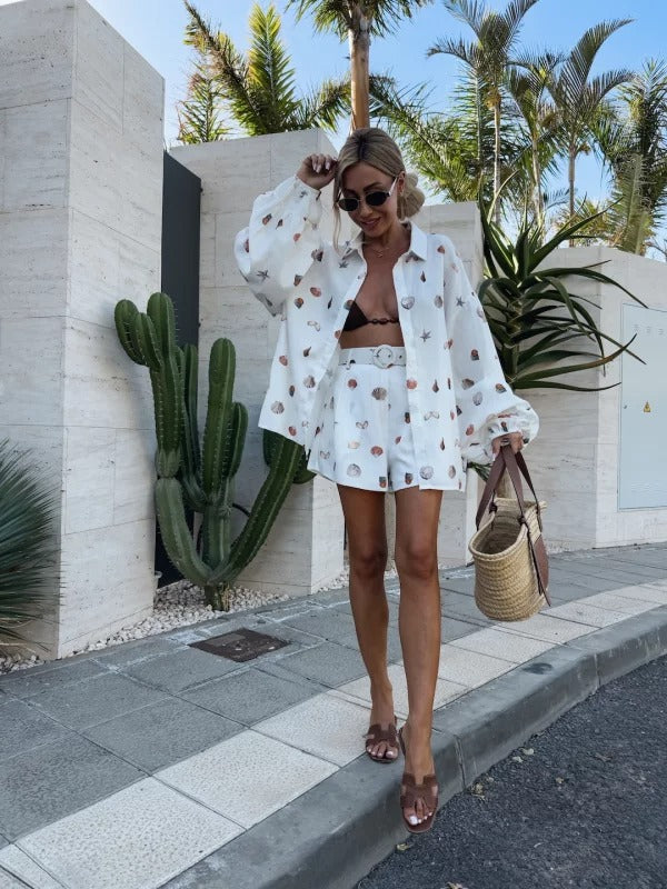EUGENIA - COMPLETO CAMICIA OVER E SHORT FLUIDO
