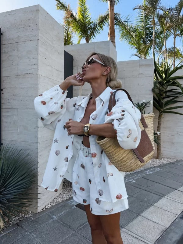 EUGENIA - COMPLETO CAMICIA OVER E SHORT FLUIDO
