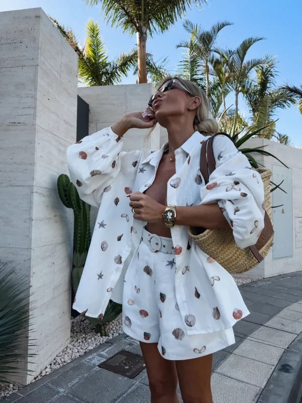 EUGENIA - COMPLETO CAMICIA OVER E SHORT FLUIDO