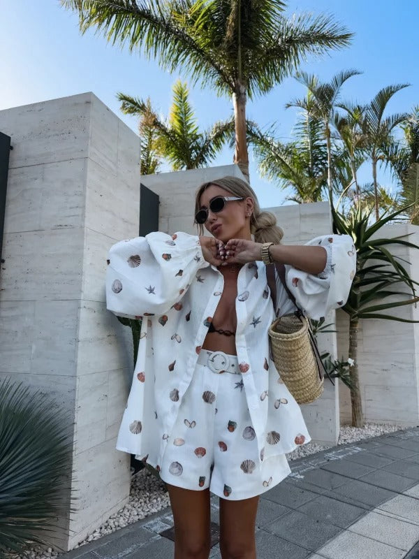 EUGENIA - COMPLETO CAMICIA OVER E SHORT FLUIDO