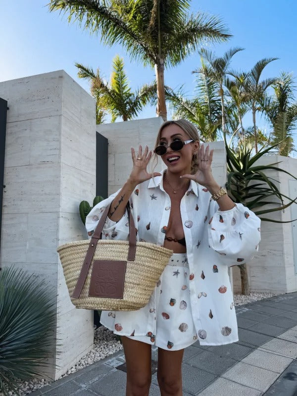 EUGENIA - COMPLETO CAMICIA OVER E SHORT FLUIDO