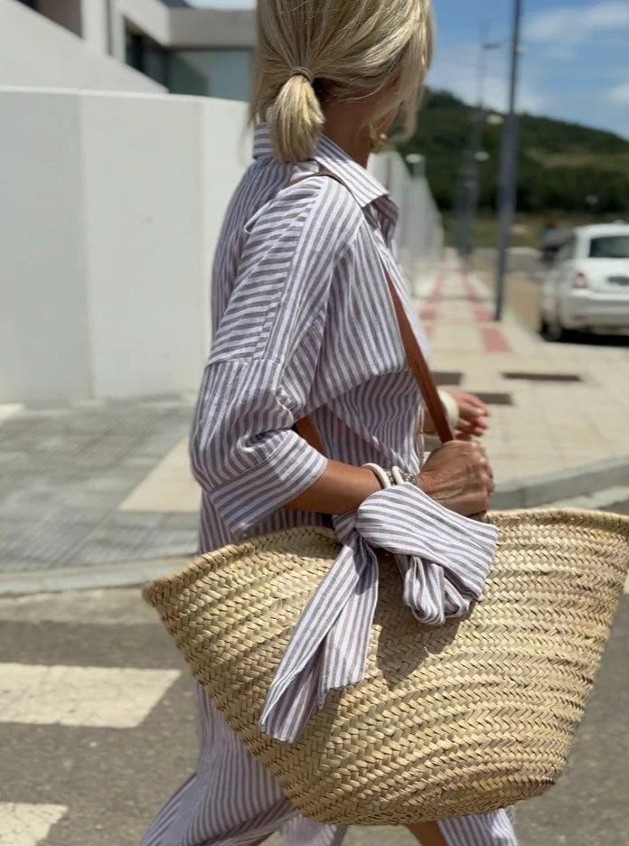 MADALINA - ABITO CAMICIA A RIGHE