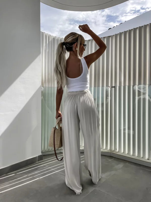 LINA - PANTALONI LARGHI IN VISCOSA