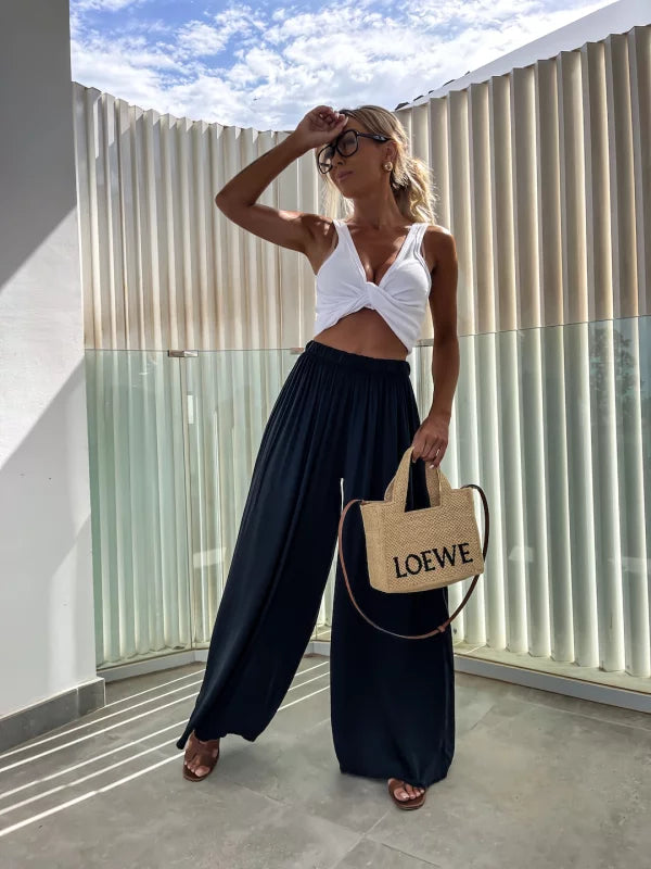 LINA - PANTALONI LARGHI IN VISCOSA