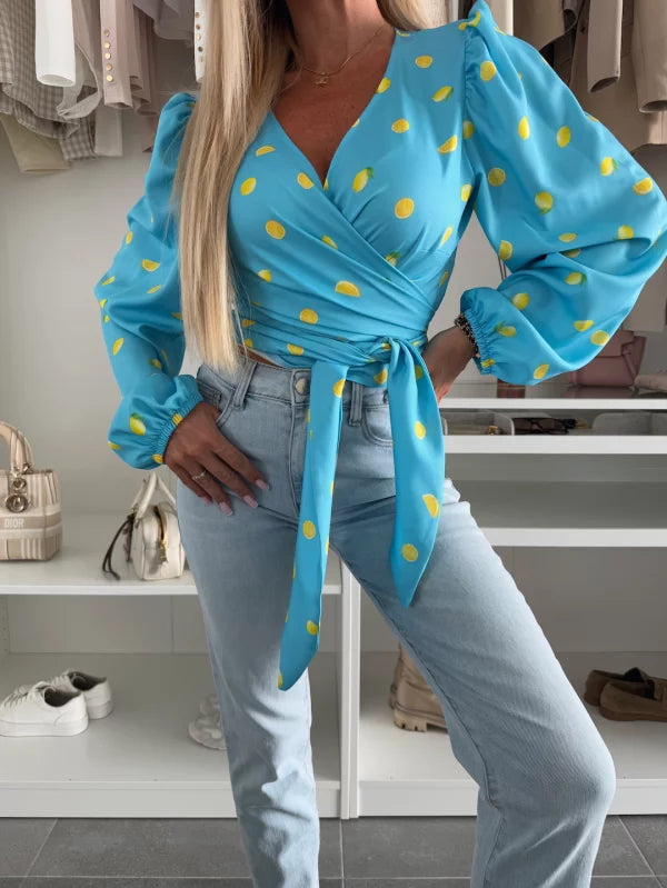 GABRIELA - CAMICETTA CROSSOVER A MANICHE LUNGHE