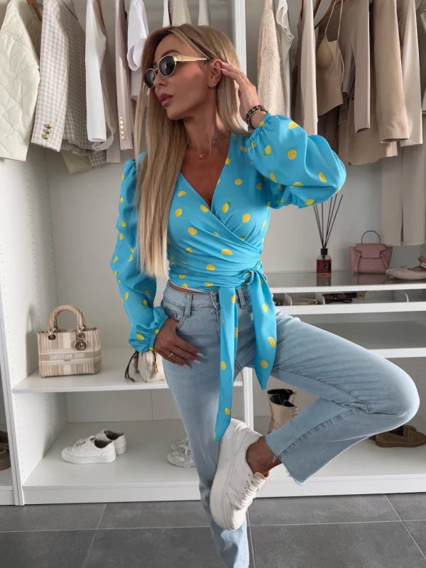 GABRIELA - CAMICETTA CROSSOVER A MANICHE LUNGHE