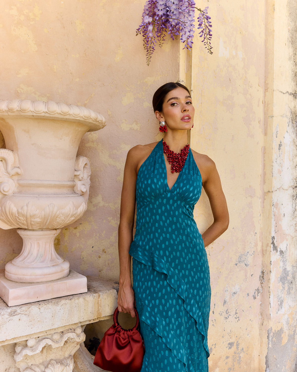 RAIMONDA - ABITO LUNGO HALTER CON BALZE