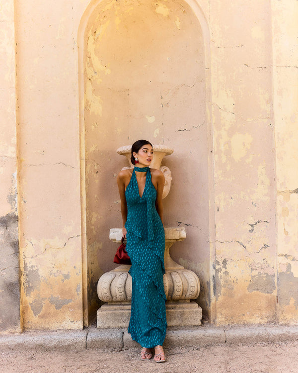 RAIMONDA - ABITO LUNGO HALTER CON BALZE