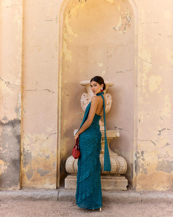 RAIMONDA - ABITO LUNGO HALTER CON BALZE