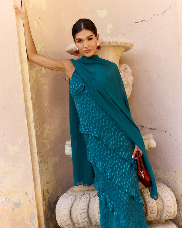 RAIMONDA - ABITO LUNGO HALTER CON BALZE