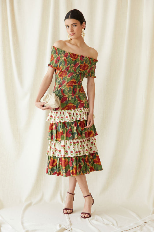 DAFNE - ABITO MIDI CON STAMPA FLOREALE