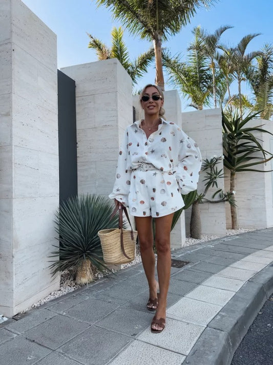 EUGENIA - COMPLETO CAMICIA OVER E SHORT FLUIDO